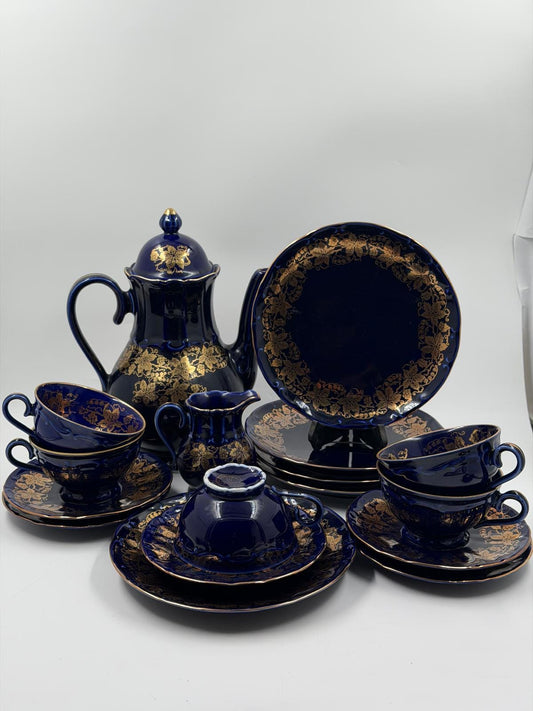 Vintage Porzellan-Service Bareuther Echt Kobalt Set von 5 von Bareuther seltenes Sammlerstück