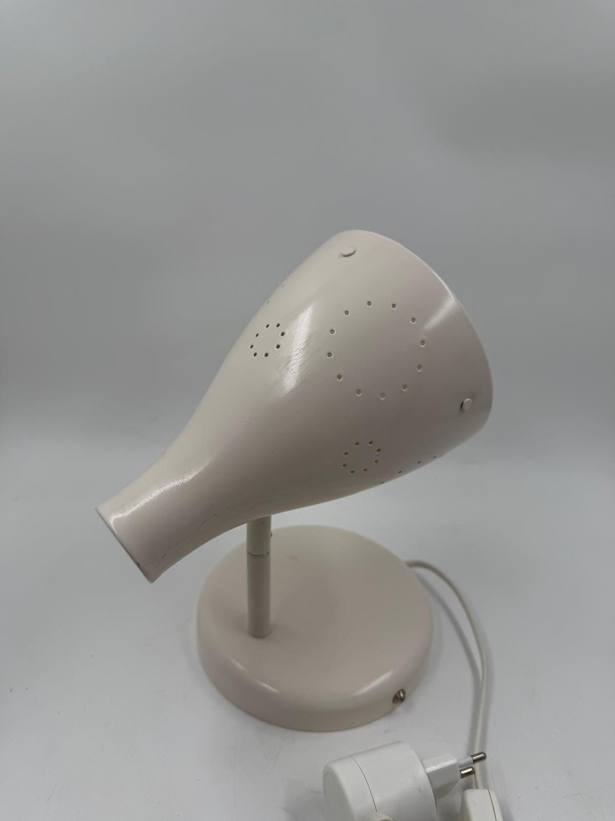 Vintage Tischlampe SNÖIG von IKEA weiß verstellbarer Lampenkopf