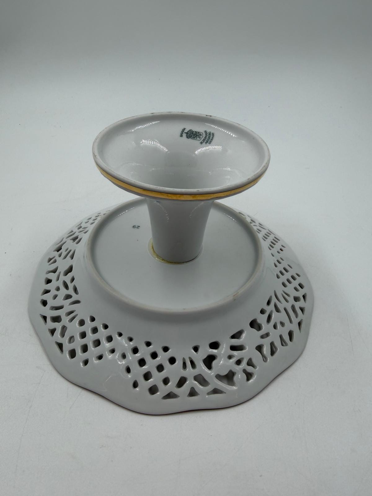 Vintage Etagere Schumann Porzellan mit Goldrand und Blumen von Schumann