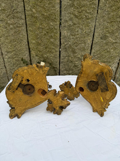Vintage Wandkerzenhalter Set von 2 Louis XV geschnitztes Holz vergoldet