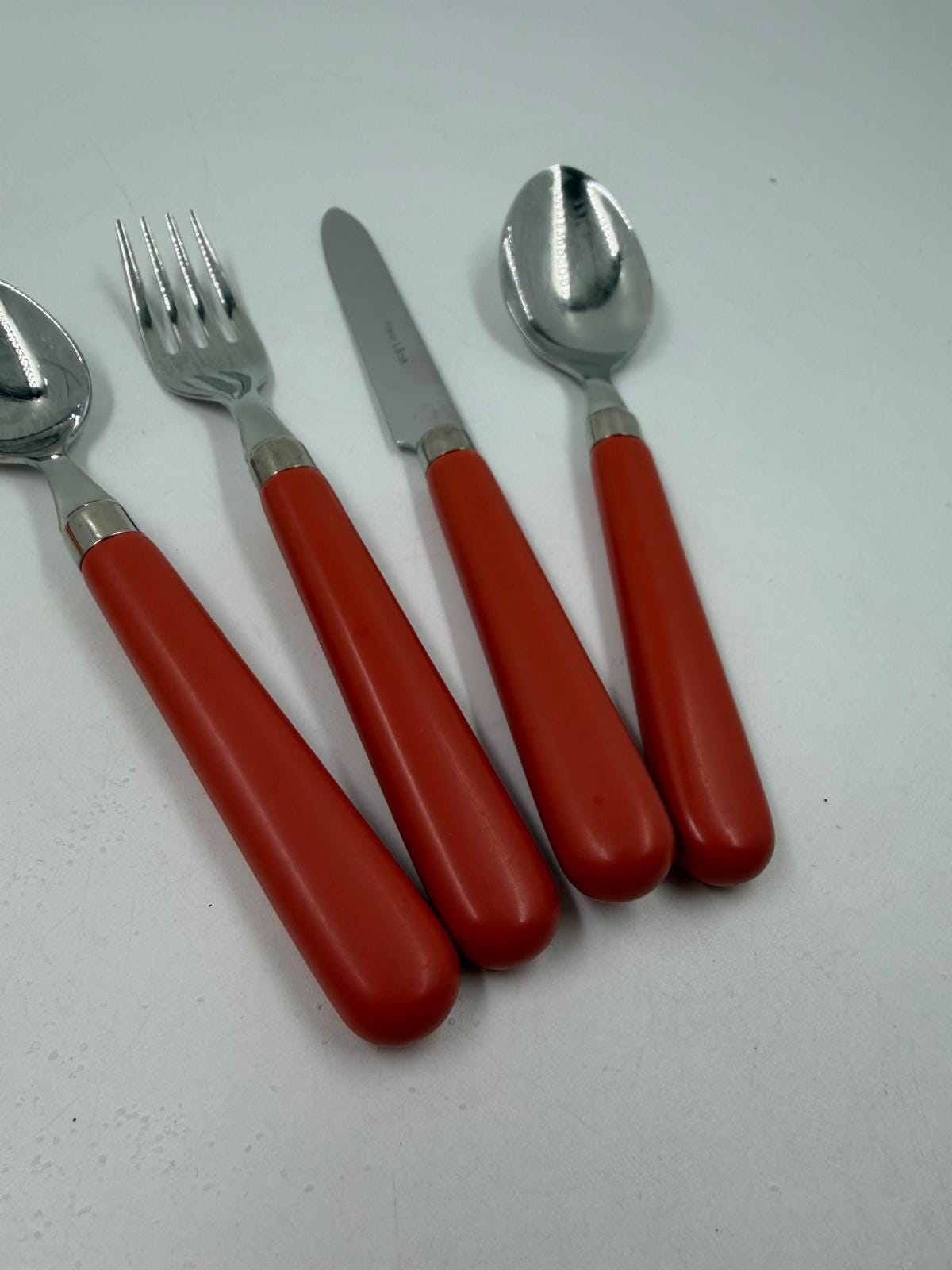 Vintage Besteck Set von Villeroy und Boch orange Griffe mit Stofftasche