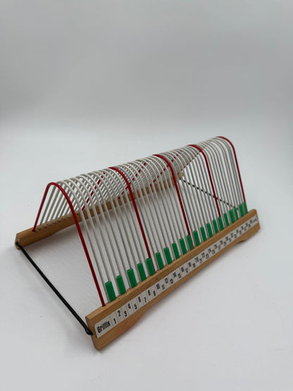 Vintage Schallplattenständer Griffix von DesOriginal aus Holz und Draht nummeriert 1–40 Retro