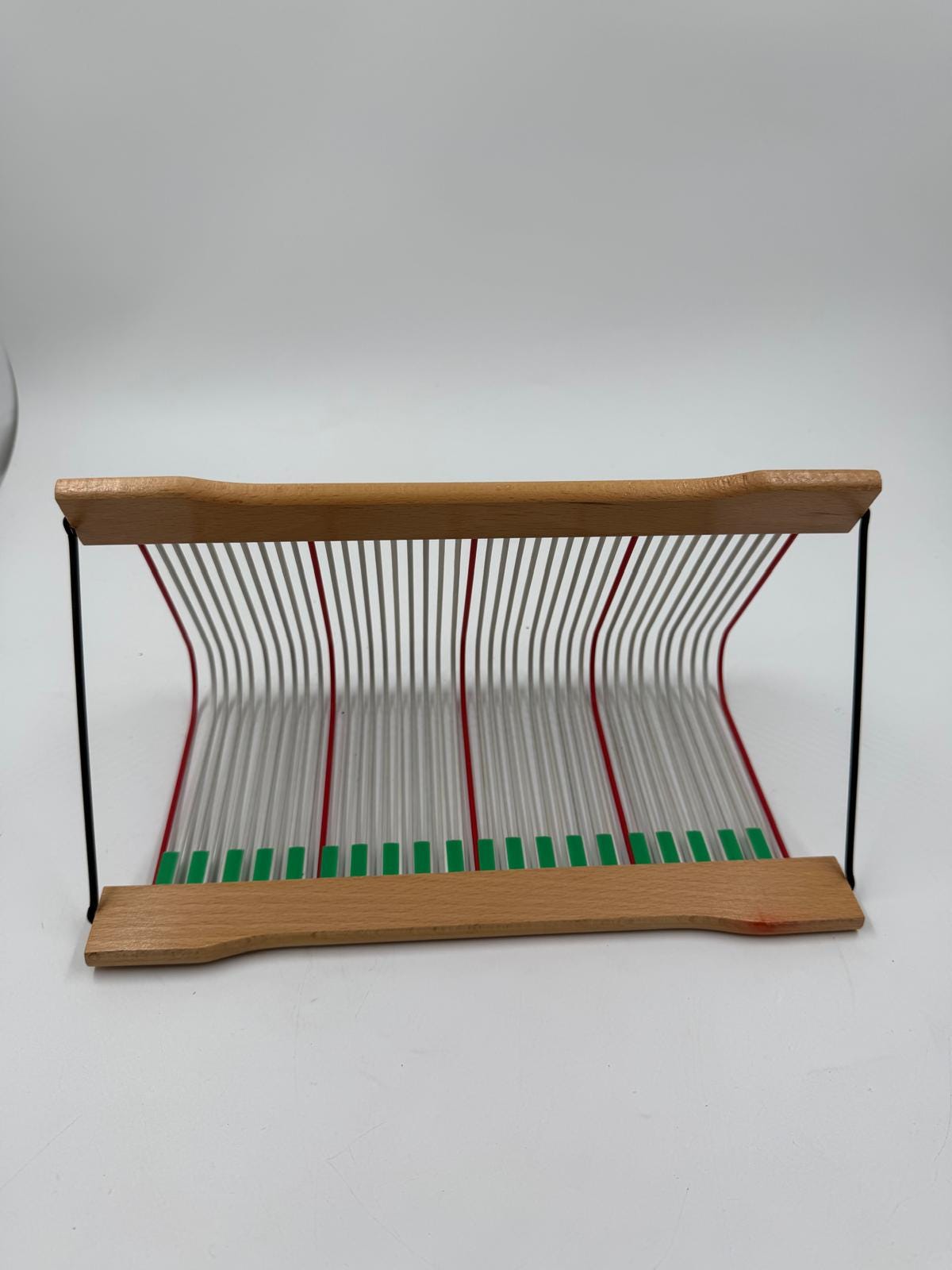 Vintage Schallplattenständer Griffix von DesOriginal aus Holz und Draht nummeriert 1–40 Retro