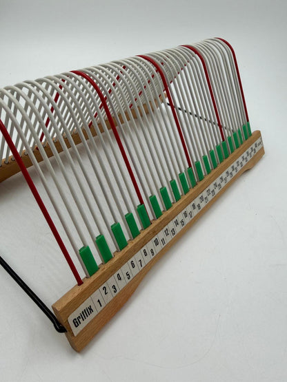 Vintage Schallplattenständer Griffix von DesOriginal aus Holz und Draht nummeriert 1–40 Retro
