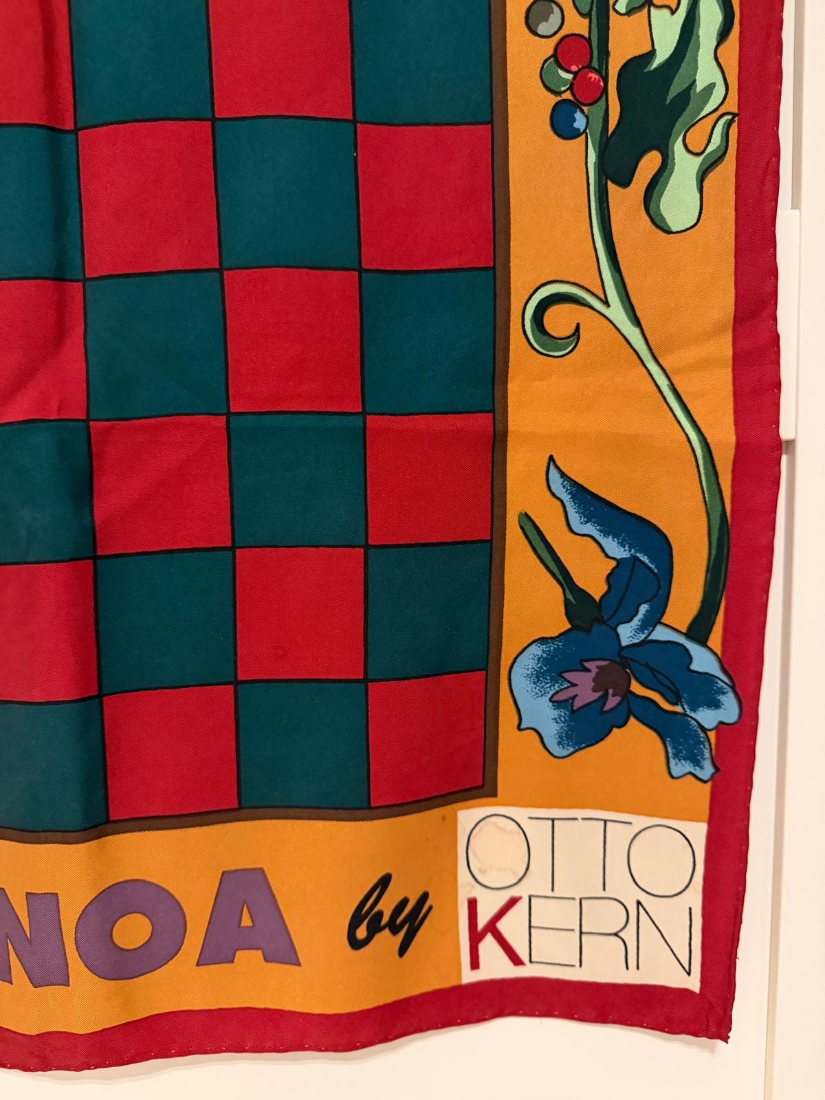 Vintage Seidentuch NOA NOA von Otto Kern mit Pferd und Ornament