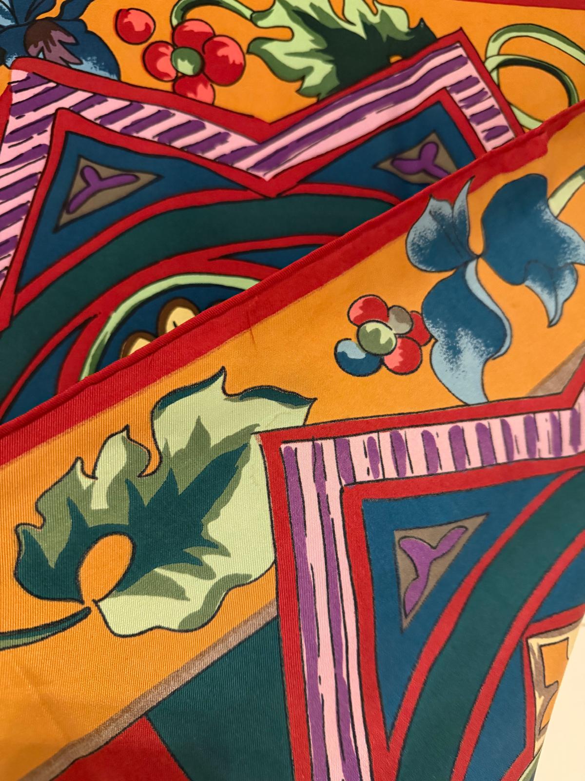 Vintage Seidentuch NOA NOA von Otto Kern mit Pferd und Ornament