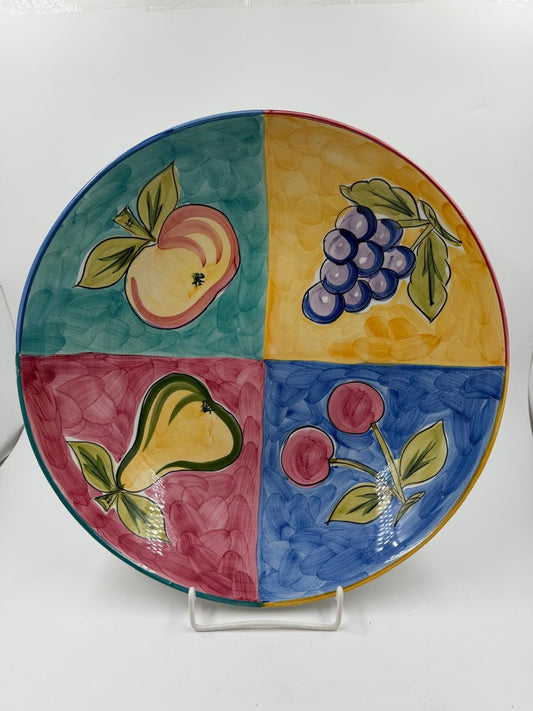 Vintage Schale von Raúl da Bernarda für RB Alcobaça handbemalt Früchte-Motiv