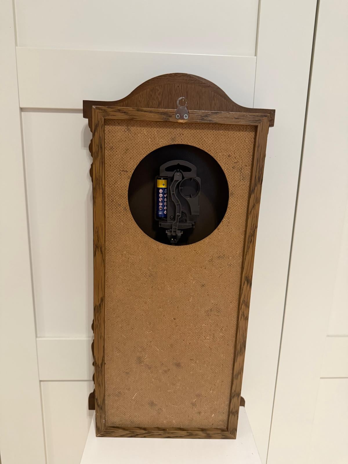 Vintage Wanduhr von Mebus mit Pendel im Holzgehäuse und Glasfront