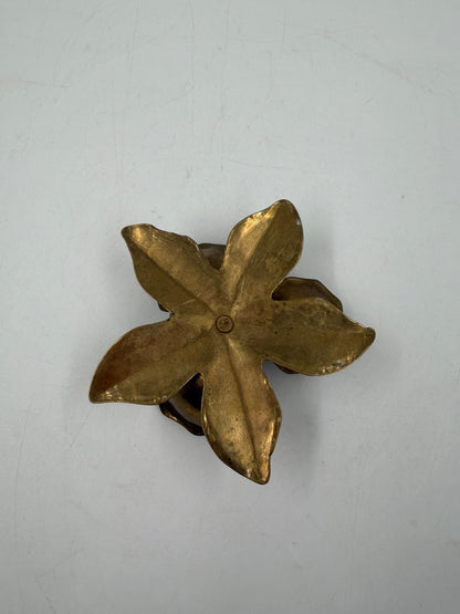 Vintage Kerzenhalter Blume Messing Patina
