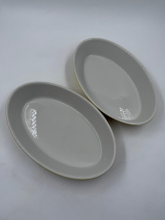Vintage Auflaufform Set von 2 von Villeroy und Boch feuerfest oval gelb geriffelt