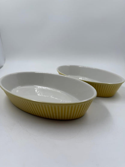 Vintage Auflaufform Set von 2 von Villeroy und Boch feuerfest oval gelb geriffelt