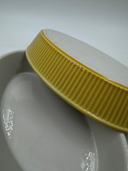 Vintage Auflaufform Set von 2 von Villeroy und Boch feuerfest oval gelb geriffelt