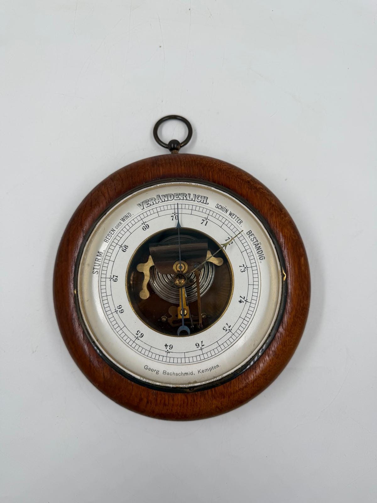 Vintage Wetterstation zur Wandmontage messingfarben Holzton Vintage Dekoration Holz Messing