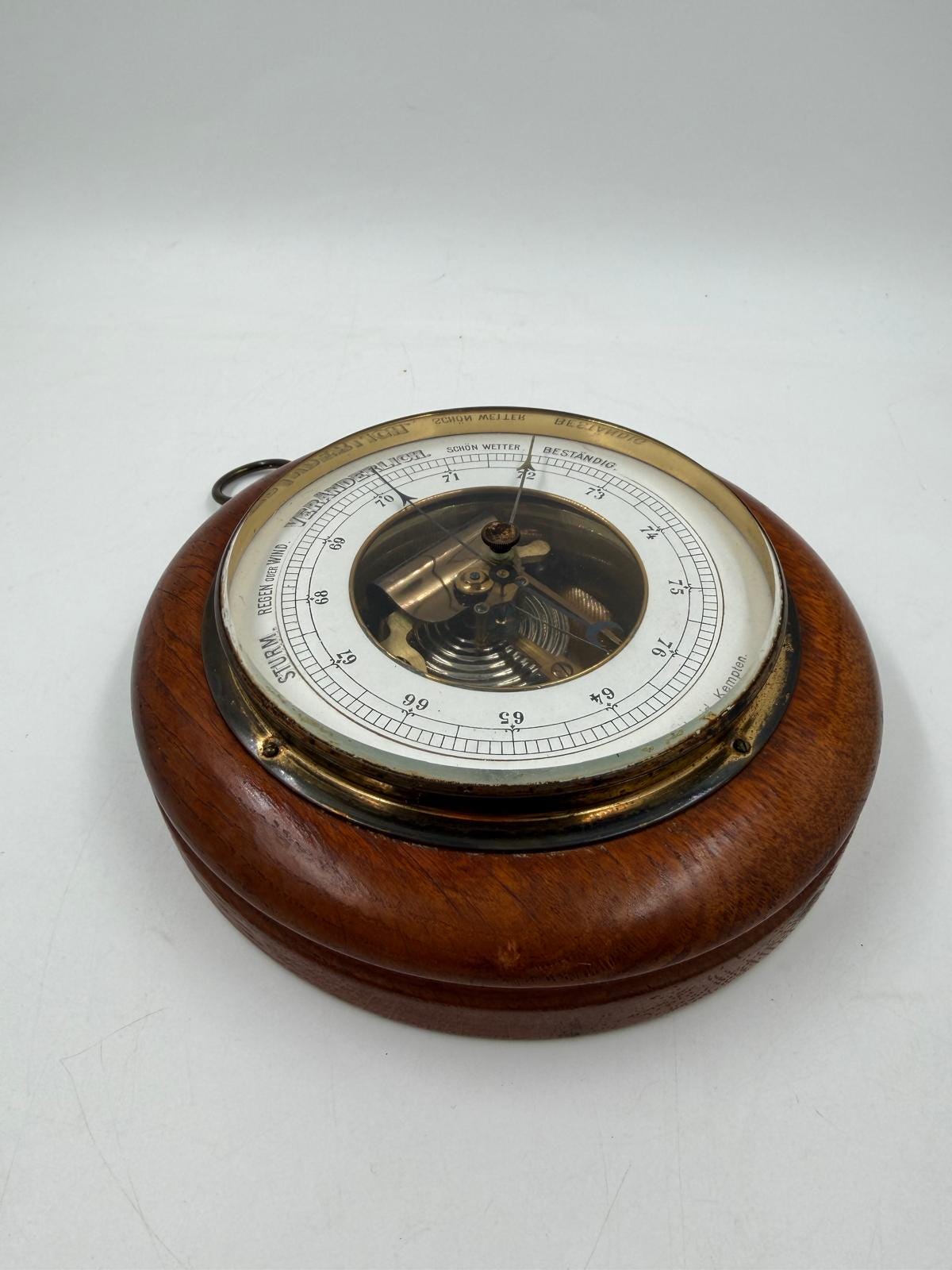 Vintage Wetterstation zur Wandmontage messingfarben Holzton Vintage Dekoration Holz Messing