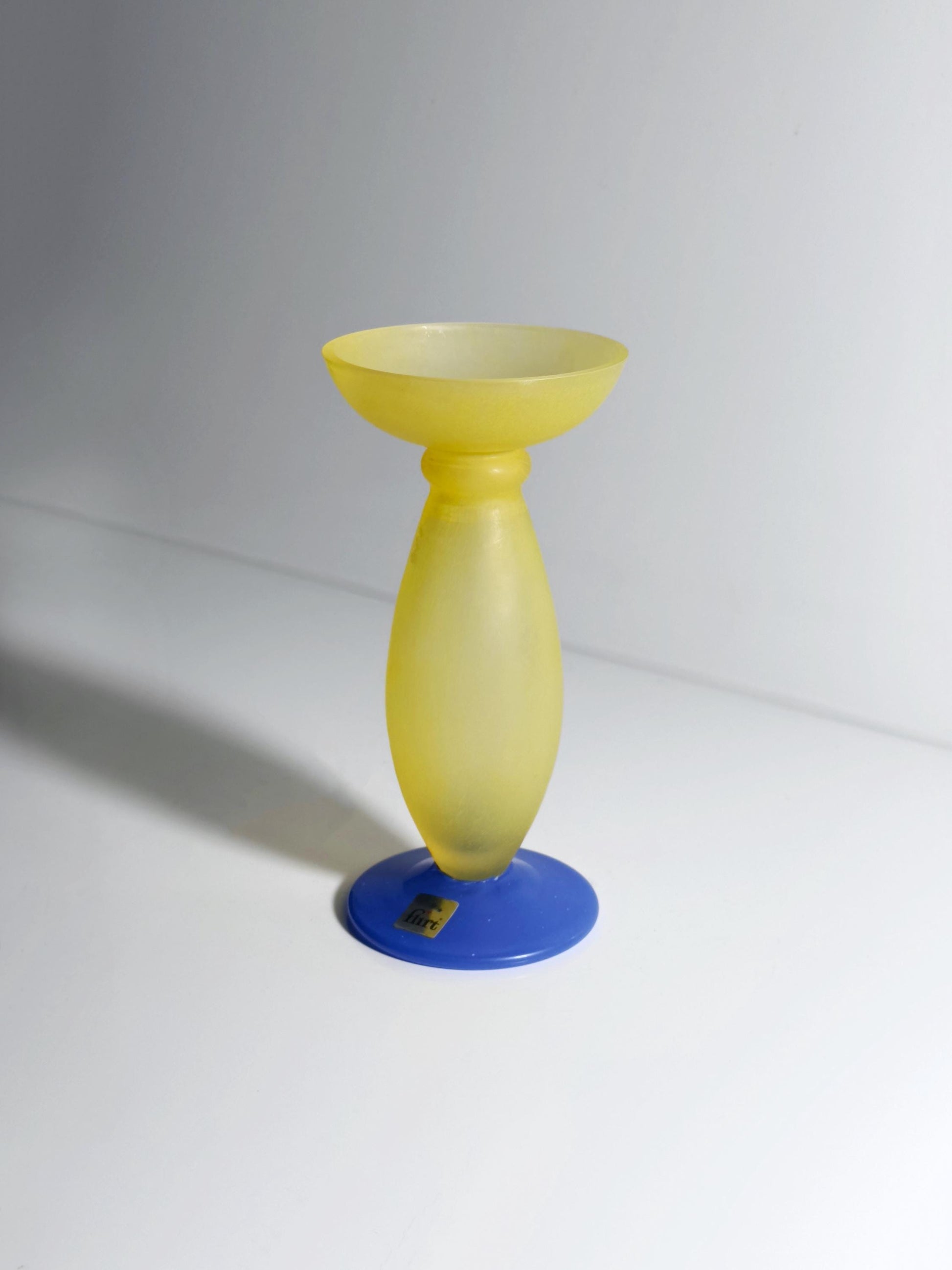 Vintage Kerzenhalter Flirt von Flirt Gelb Blau Glas