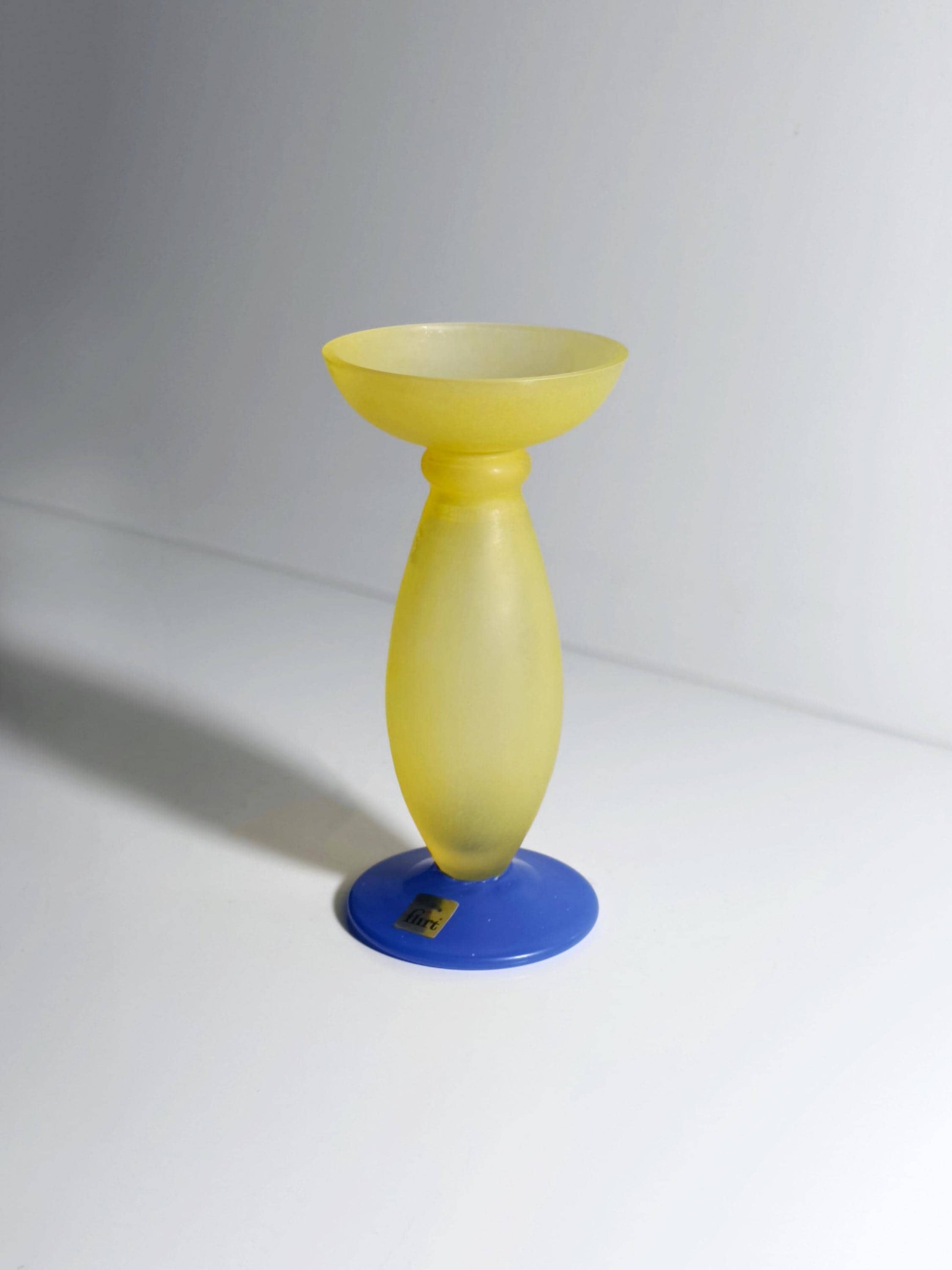 Vintage Kerzenhalter Flirt von Flirt Gelb Blau Glas