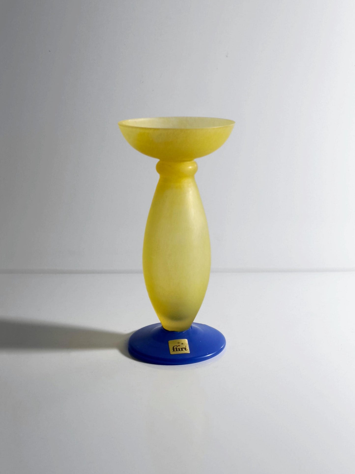 Vintage Kerzenhalter Flirt von Flirt Gelb Blau Glas