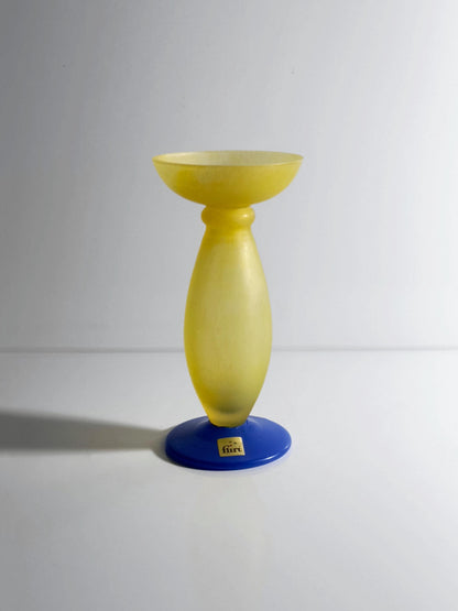 Vintage Kerzenhalter Flirt von Flirt Gelb Blau Glas