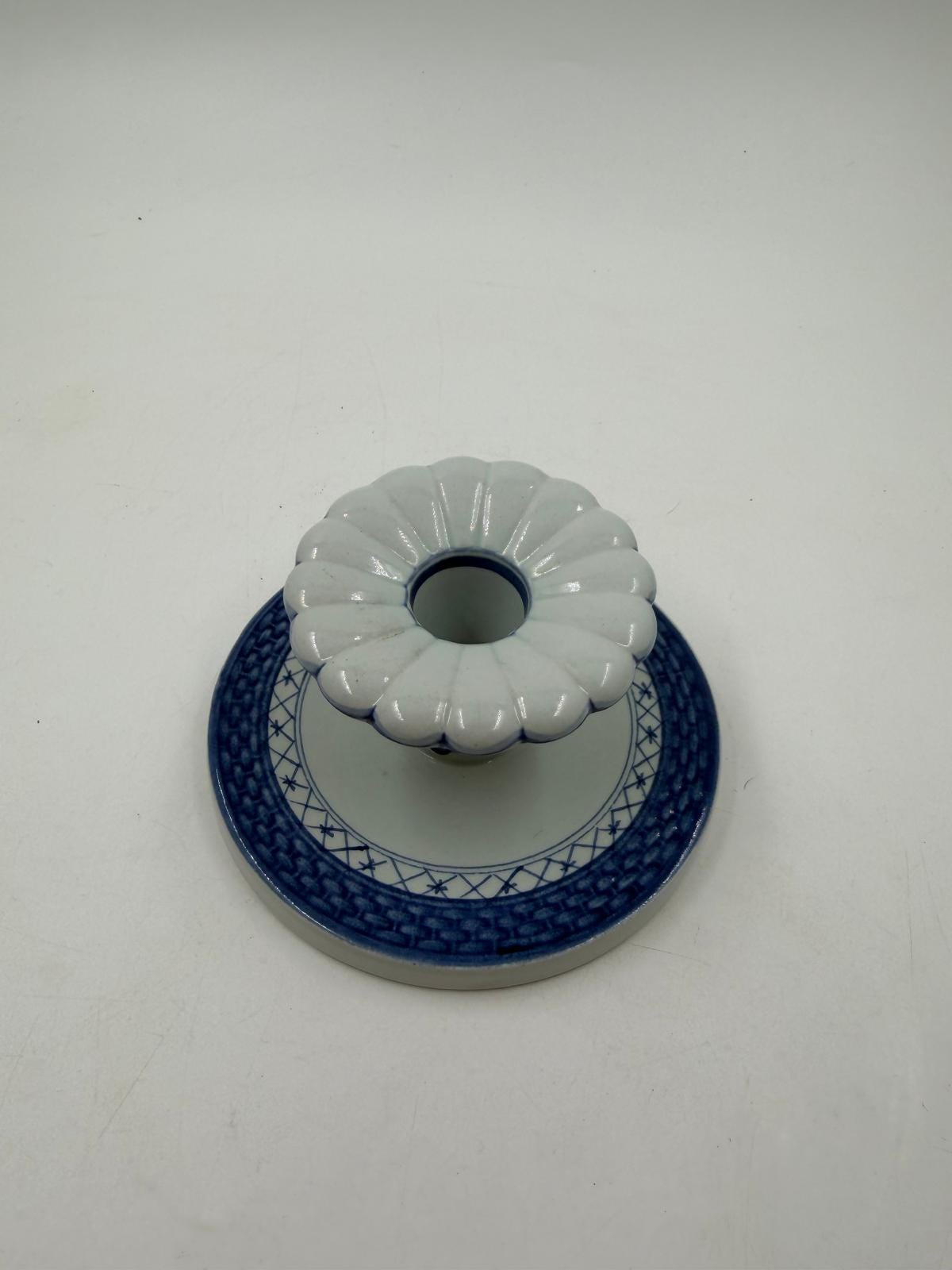 Vintage Kerzenhalter von Royal Copenhagen blau weiß