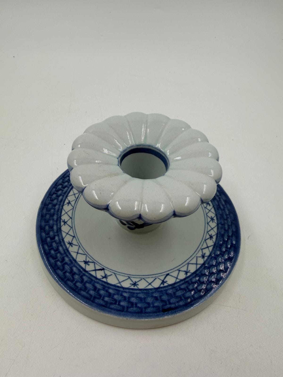 Vintage Kerzenhalter von Royal Copenhagen blau weiß