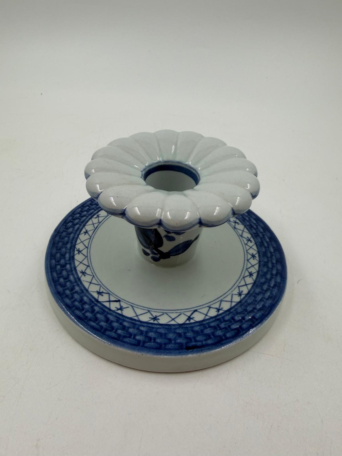 Vintage Kerzenhalter von Royal Copenhagen blau weiß