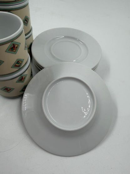 Vintage Mokkatasse Set von Eschenbach Käfer 5 Tassen mit Untertassen Sammlerstück