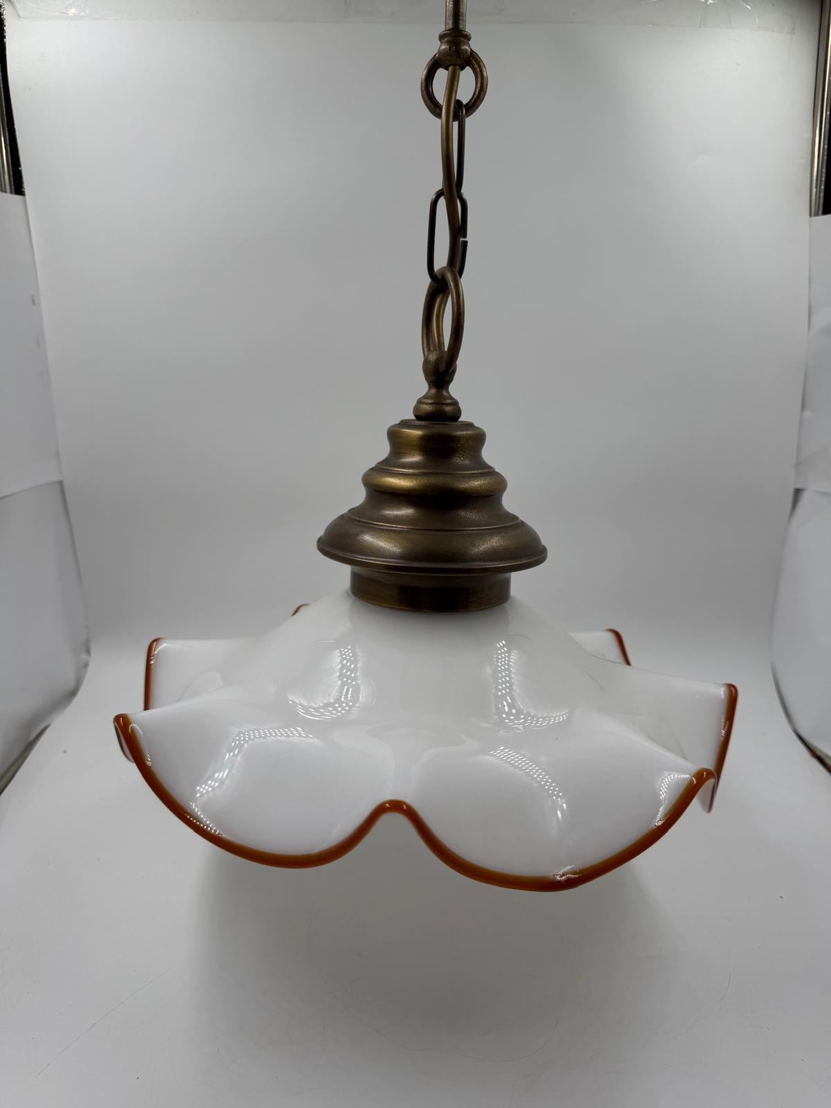 Vintage Deckenlampe Glas orange Rand Ø30cm Pre-Loved