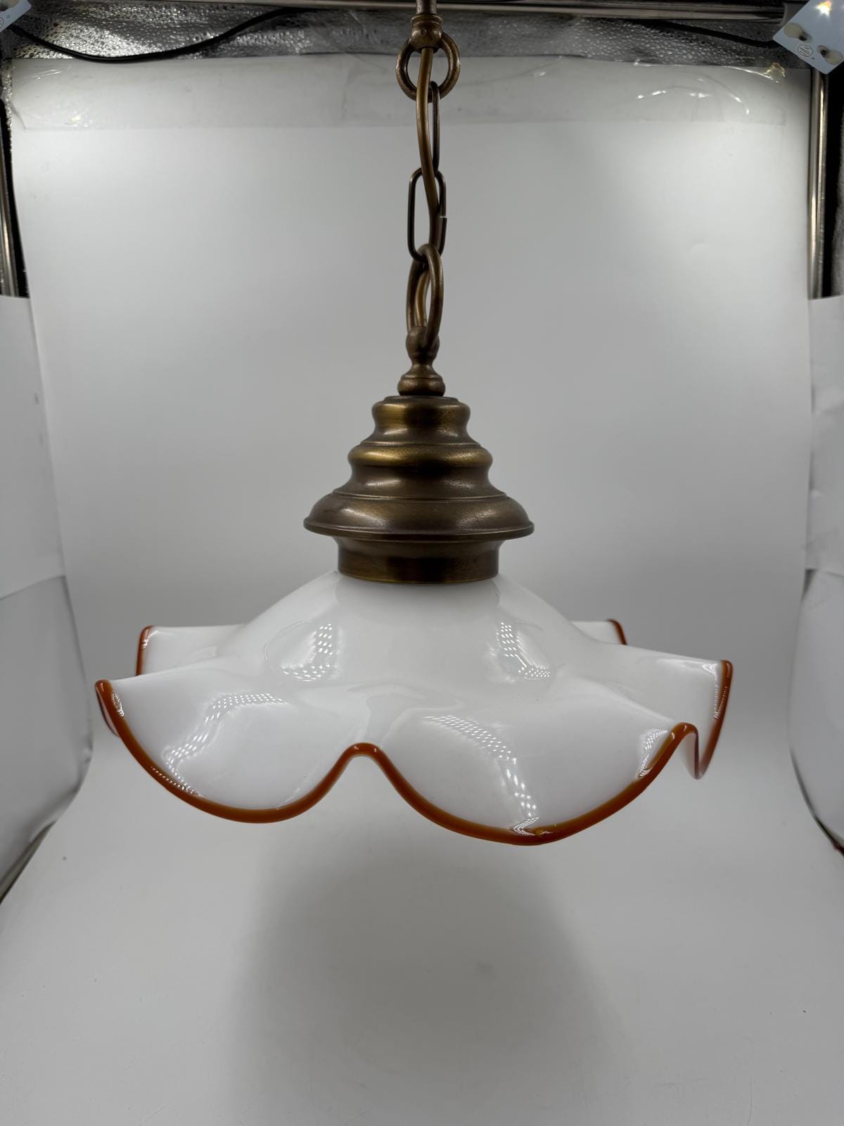 Vintage Deckenlampe Glas orange Rand Ø30cm Pre-Loved