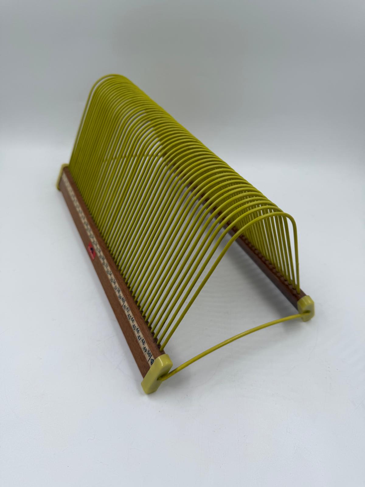 Vintage Vinylhalter von Polydor gelb Holz Draht