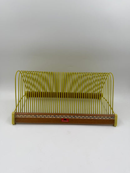 Vintage Vinylhalter von Polydor gelb Holz Draht