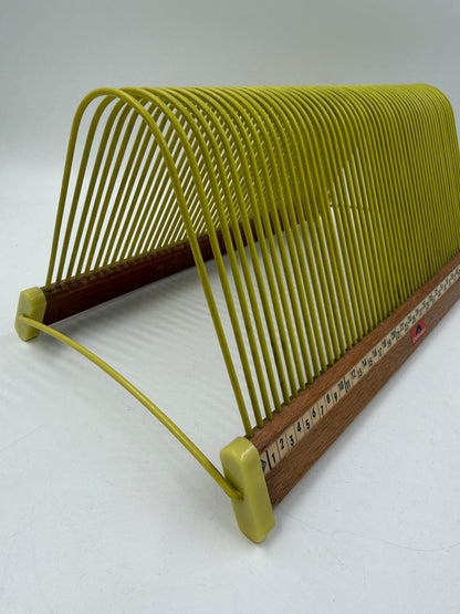 Vintage Vinylhalter von Polydor gelb Holz Draht