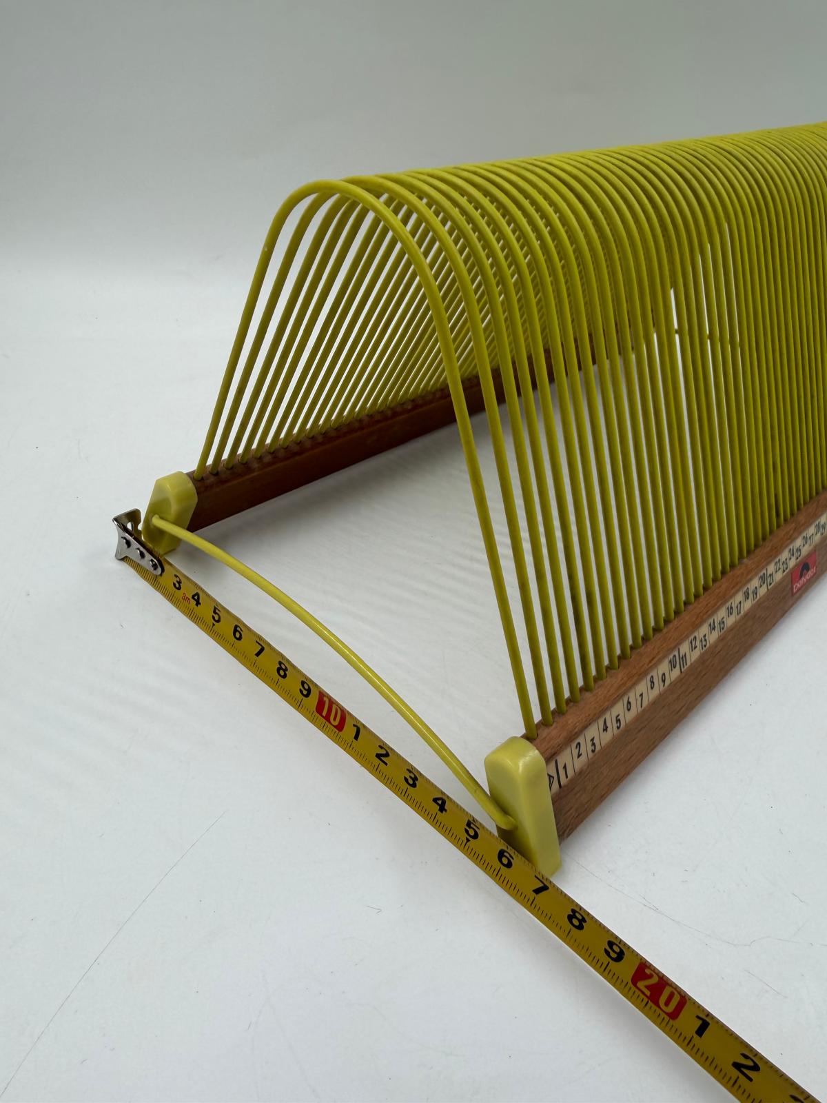 Vintage Vinylhalter von Polydor gelb Holz Draht