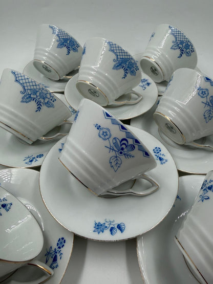 Vintage Geschirr Blaublüte 1382 von Hutschenreuther Arzberg Porzellan Set von 8