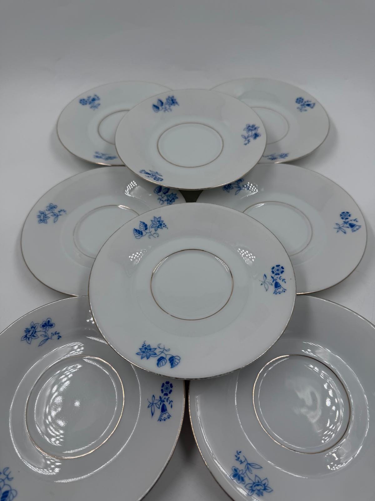 Vintage Geschirr Blaublüte 1382 von Hutschenreuther Arzberg Porzellan Set von 8