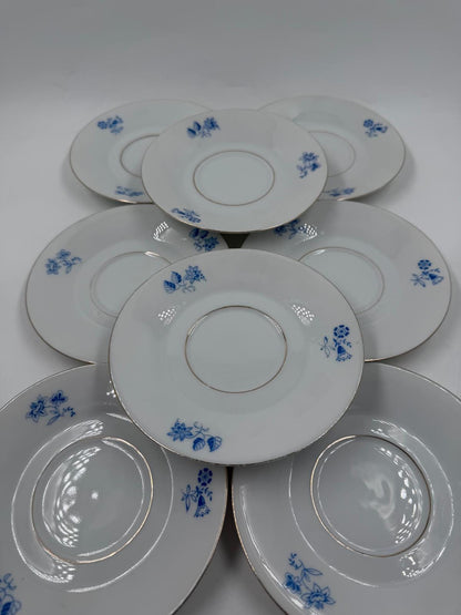 Vintage Geschirr Blaublüte 1382 von Hutschenreuther Arzberg Porzellan Set von 8