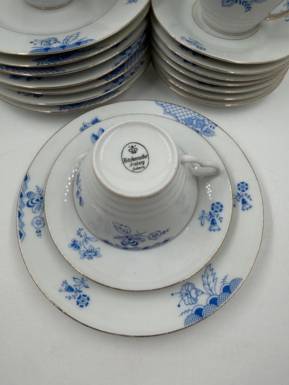 Vintage Geschirr Blaublüte 1382 von Hutschenreuther Arzberg Porzellan Set von 8