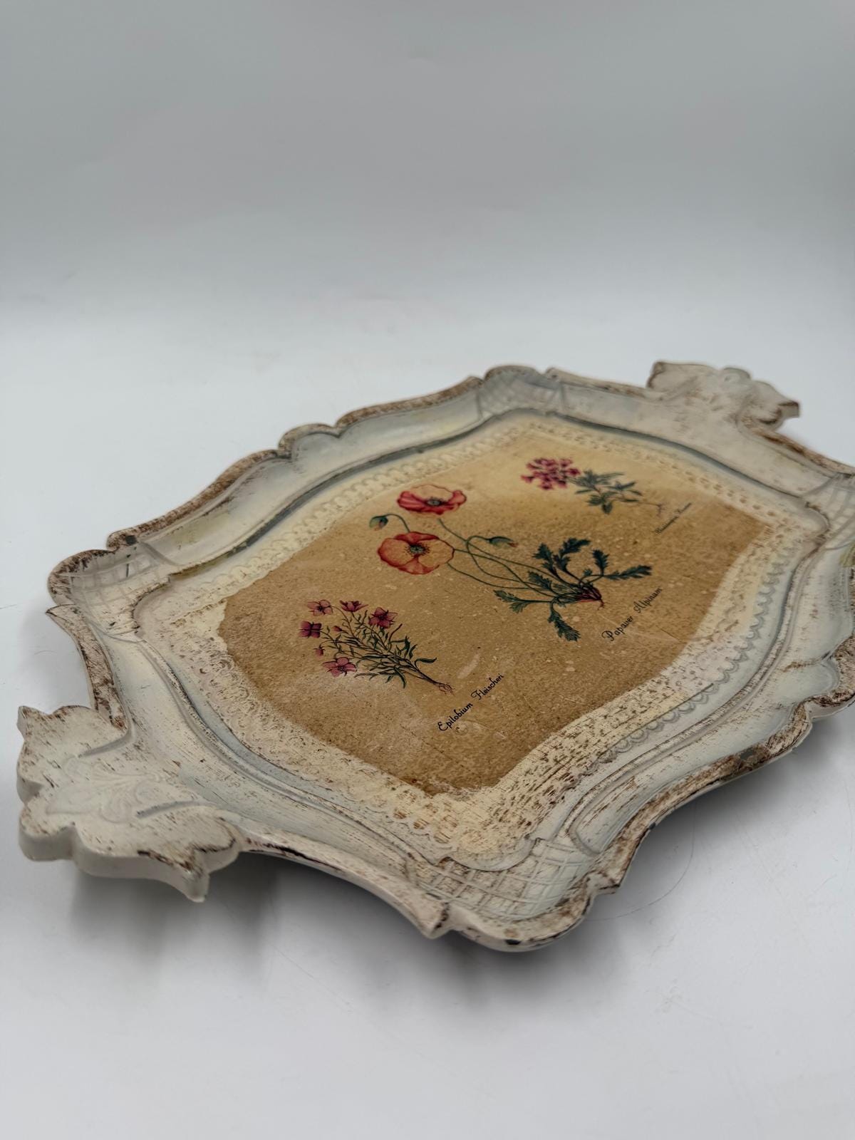 Vintage Tablett Florentiner Stil mit Mohnblumen