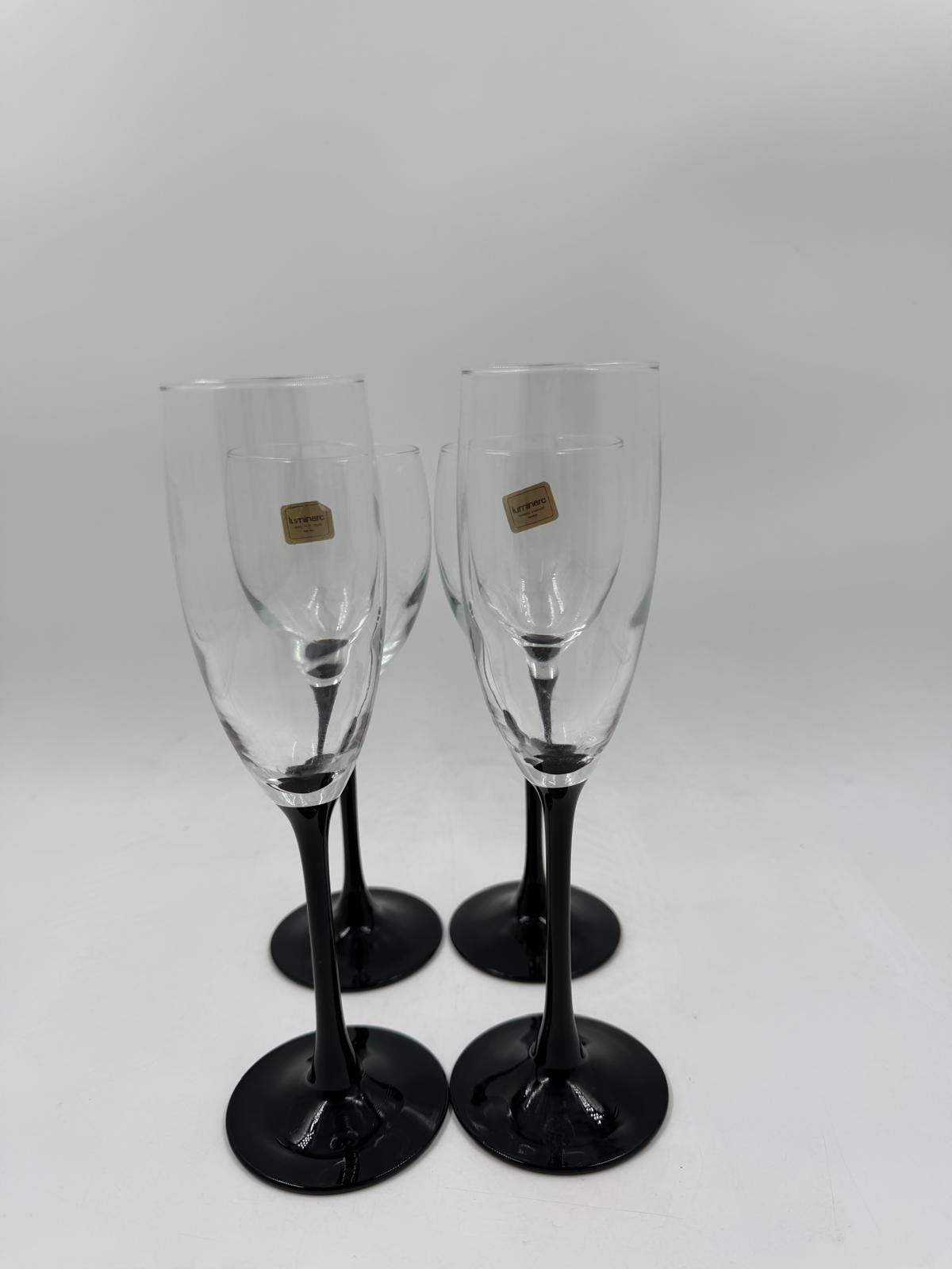 Vintage Glas Set von 4 Gläsern von Luminarc schwarz Fuß