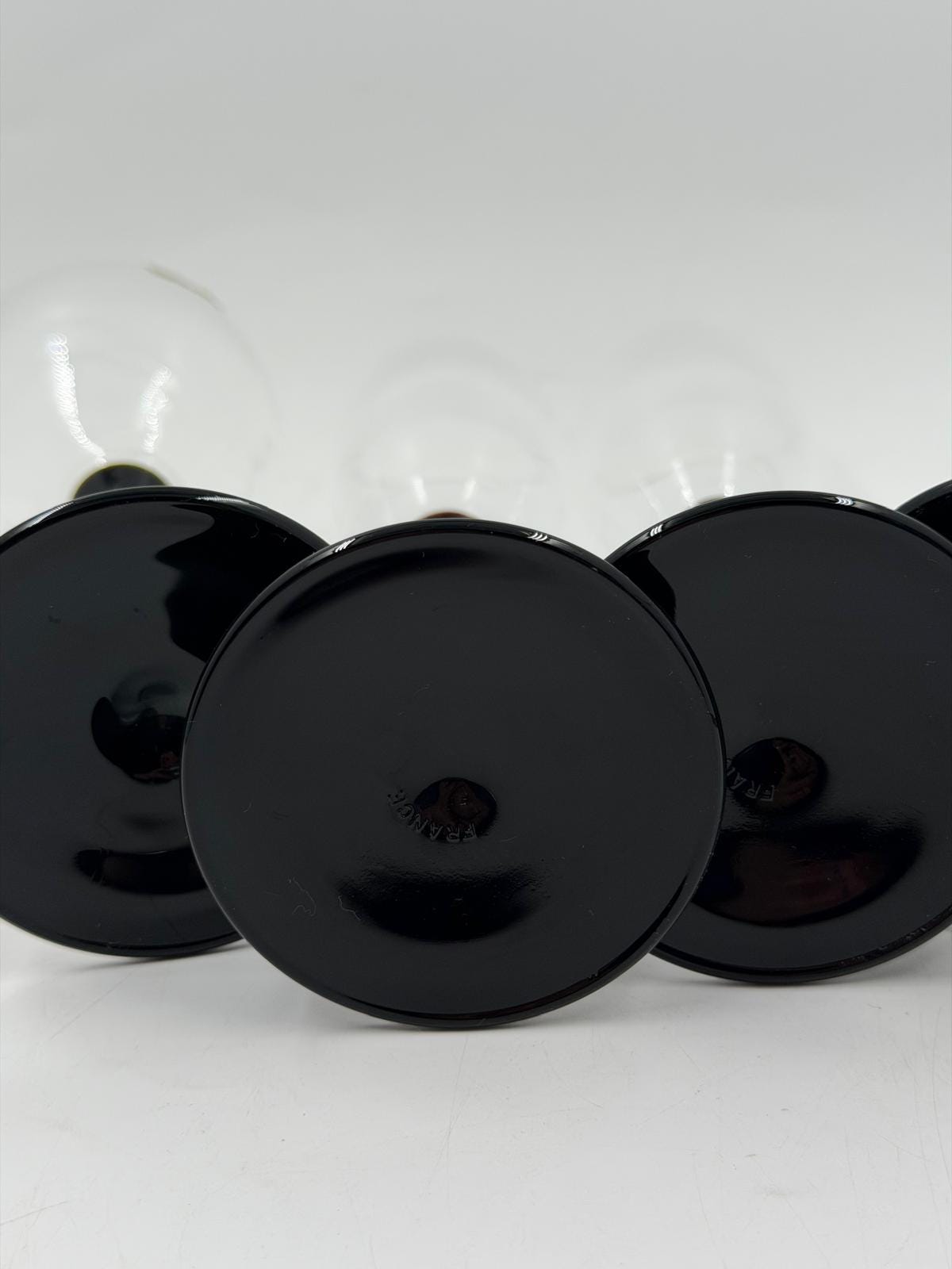 Vintage Glas Set von 4 Gläsern von Luminarc schwarz Fuß