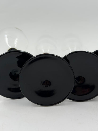 Vintage Glas Set von 4 Gläsern von Luminarc schwarz Fuß
