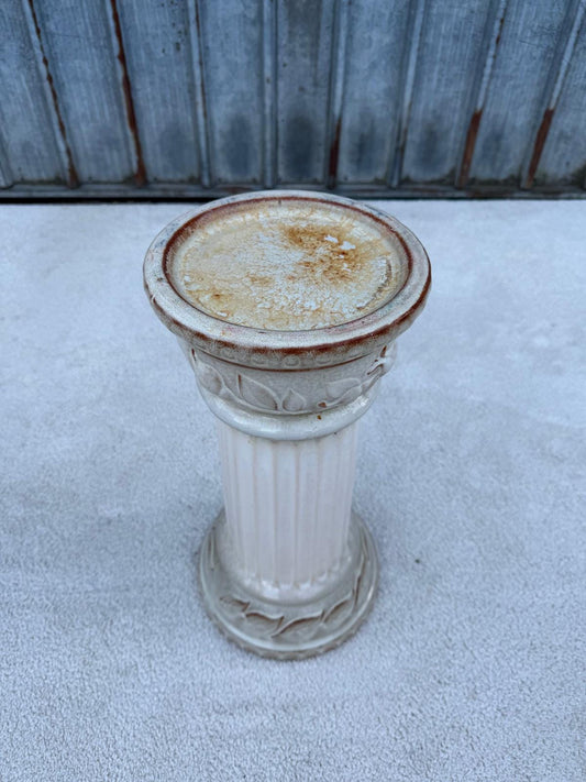 Vintage Blumensäule Keramik Blätterrelief 44 cm hoch