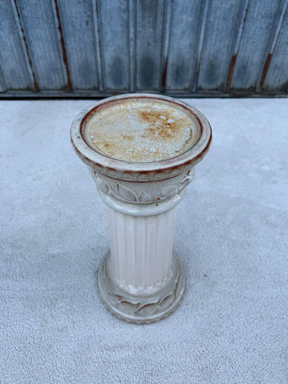 Vintage Blumensäule Keramik Blätterrelief 44 cm hoch