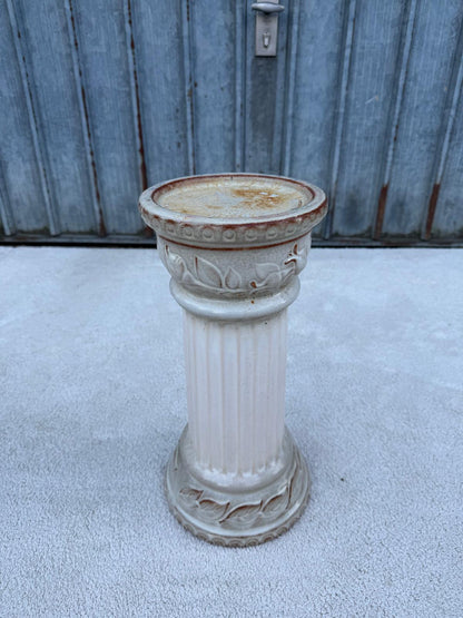 Vintage Blumensäule Keramik Blätterrelief 44 cm hoch