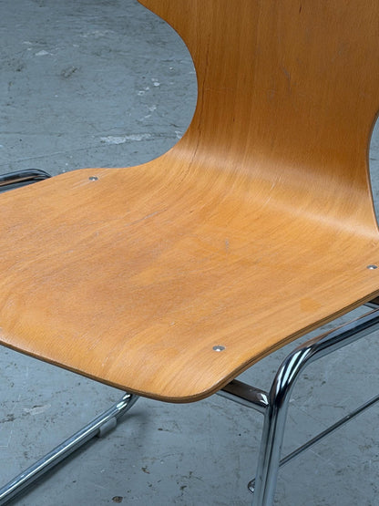 Vintage Stapelstuhl aus Bugholz und Chrom von West Germany