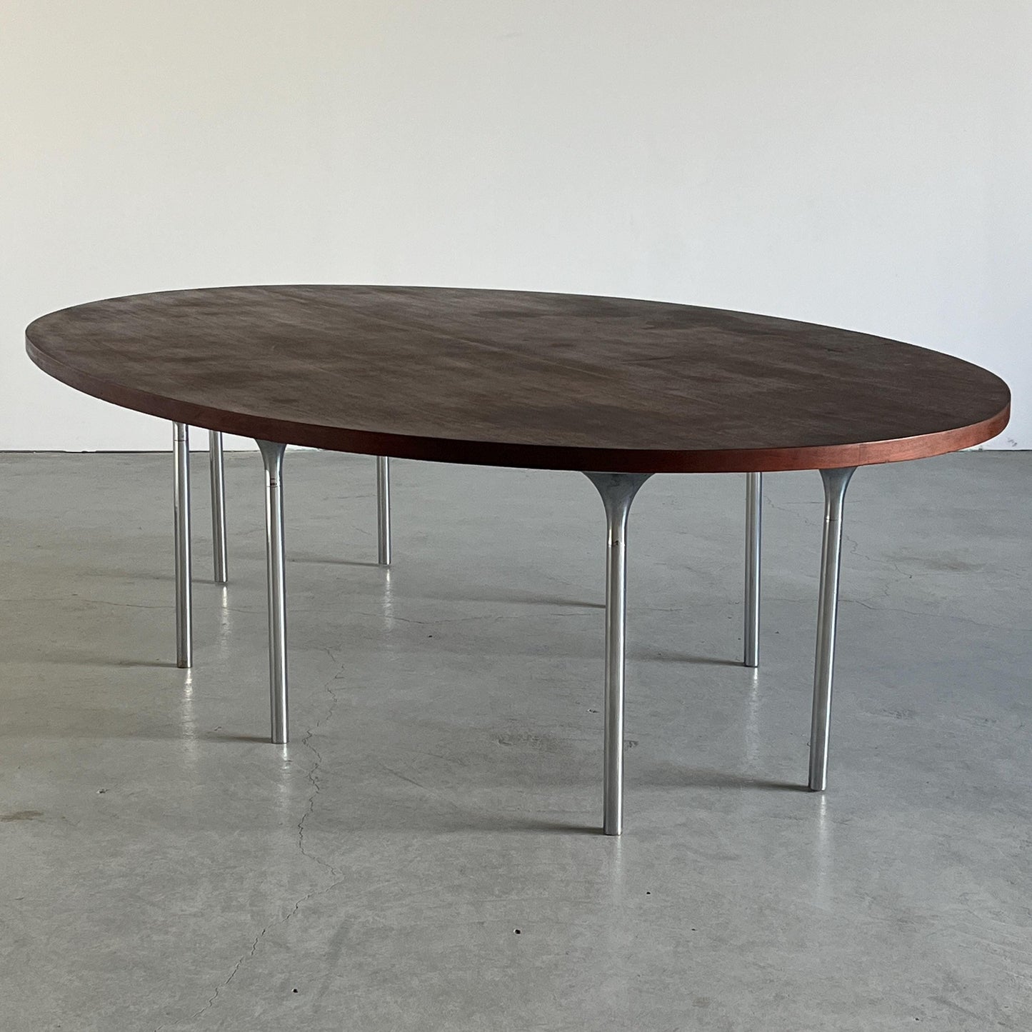 Vintage Konferenztisch oval aus Palisanderfurnier und Chromstahl, Deutschland, 1970er