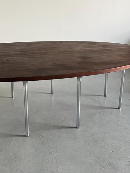 Vintage Konferenztisch oval aus Palisanderfurnier und Chromstahl, Deutschland, 1970er