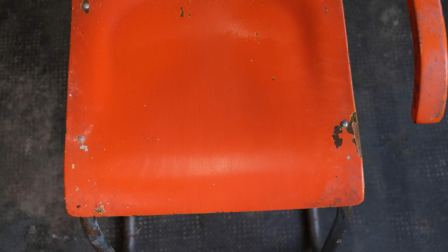 Vintage Freischwinger Stuhl von Mart Stam für Mora, Orange Chrom