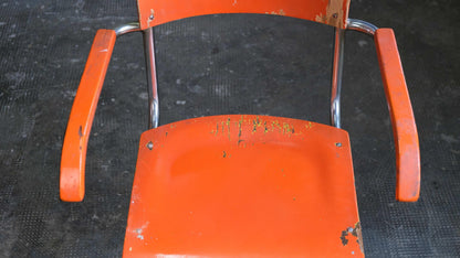 Vintage Freischwinger Stuhl von Mart Stam für Mora, Orange Chrom