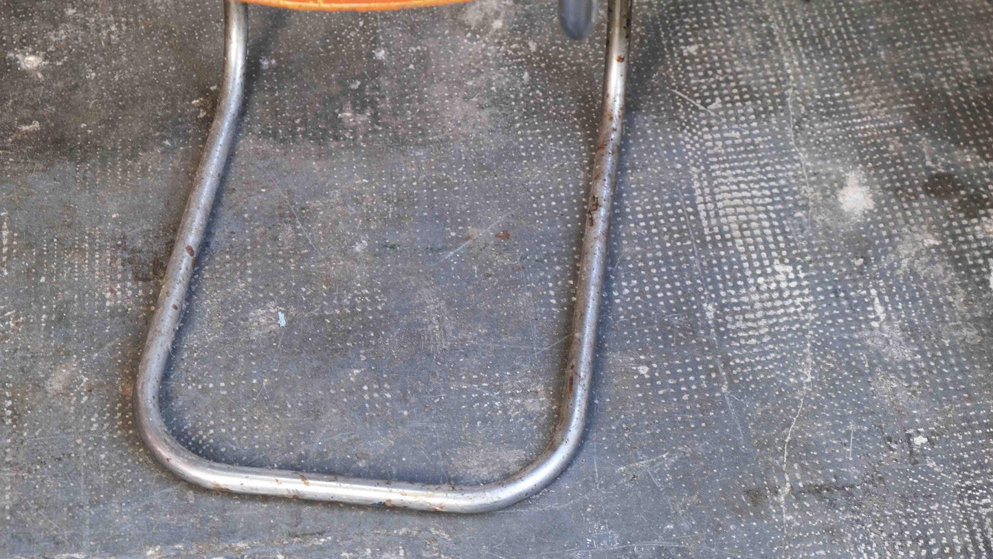 Vintage Freischwinger Stuhl von Mart Stam für Mora, Orange Chrom