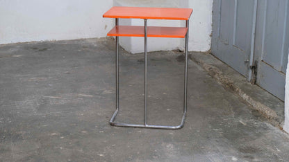 Vintage Beistelltisch von Mora für Bauhaus Orange, Silber
